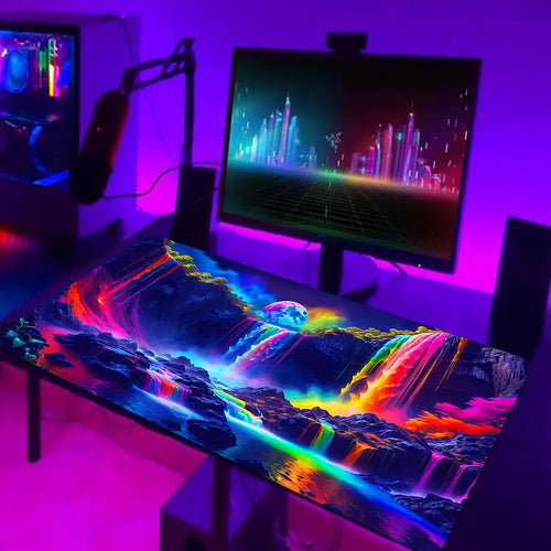 Moon & Waterfall Pattern Mouse Pad